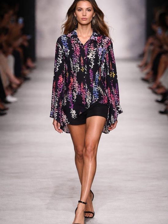 Investments Tops - Investments Floral Black Multicolor Blouse